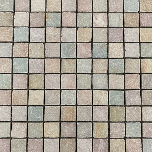 Raj Green Sandstone Setts Close-up