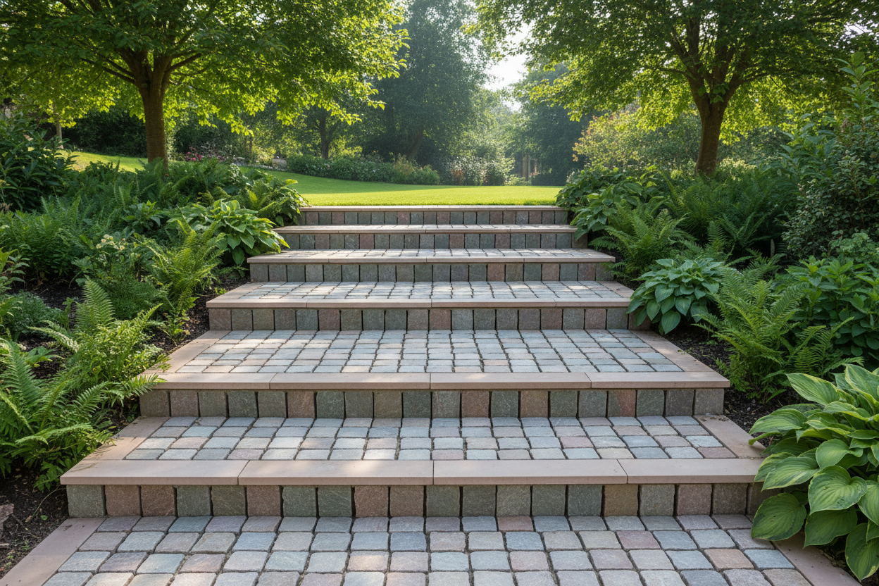 Raj Green Sandstone Setts Steps