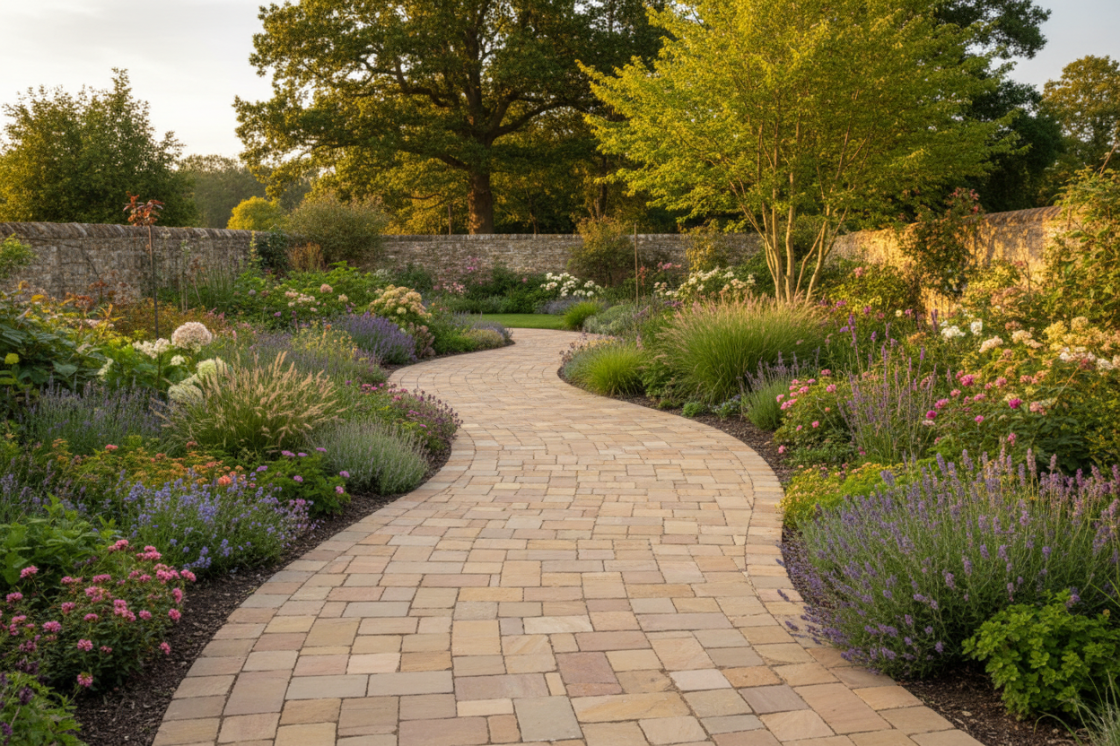 Rippon Buff Sandstone Setts Garden Path