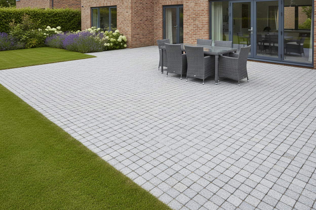 Silver Grey Granite Setts Patio 1